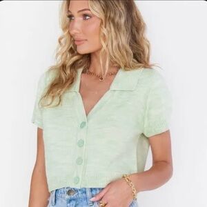 Show me your mumu pastel green cropped sweater